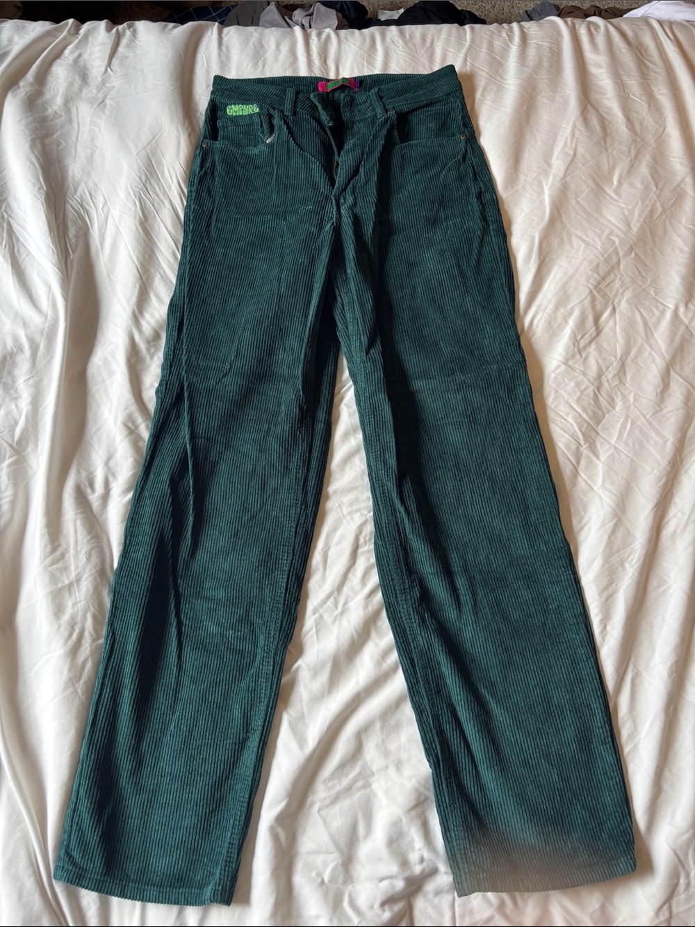 Empyre Dark Green Corduroy Wide-Leg Pants